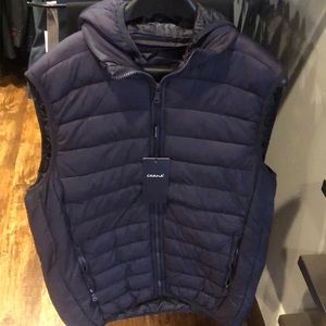 Navy Blue vest with hood , By Chama Renoir